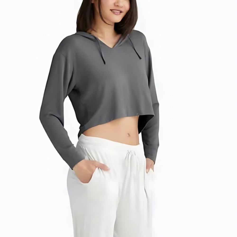 MeUndies Dark Gray Modal Crop Hoodie